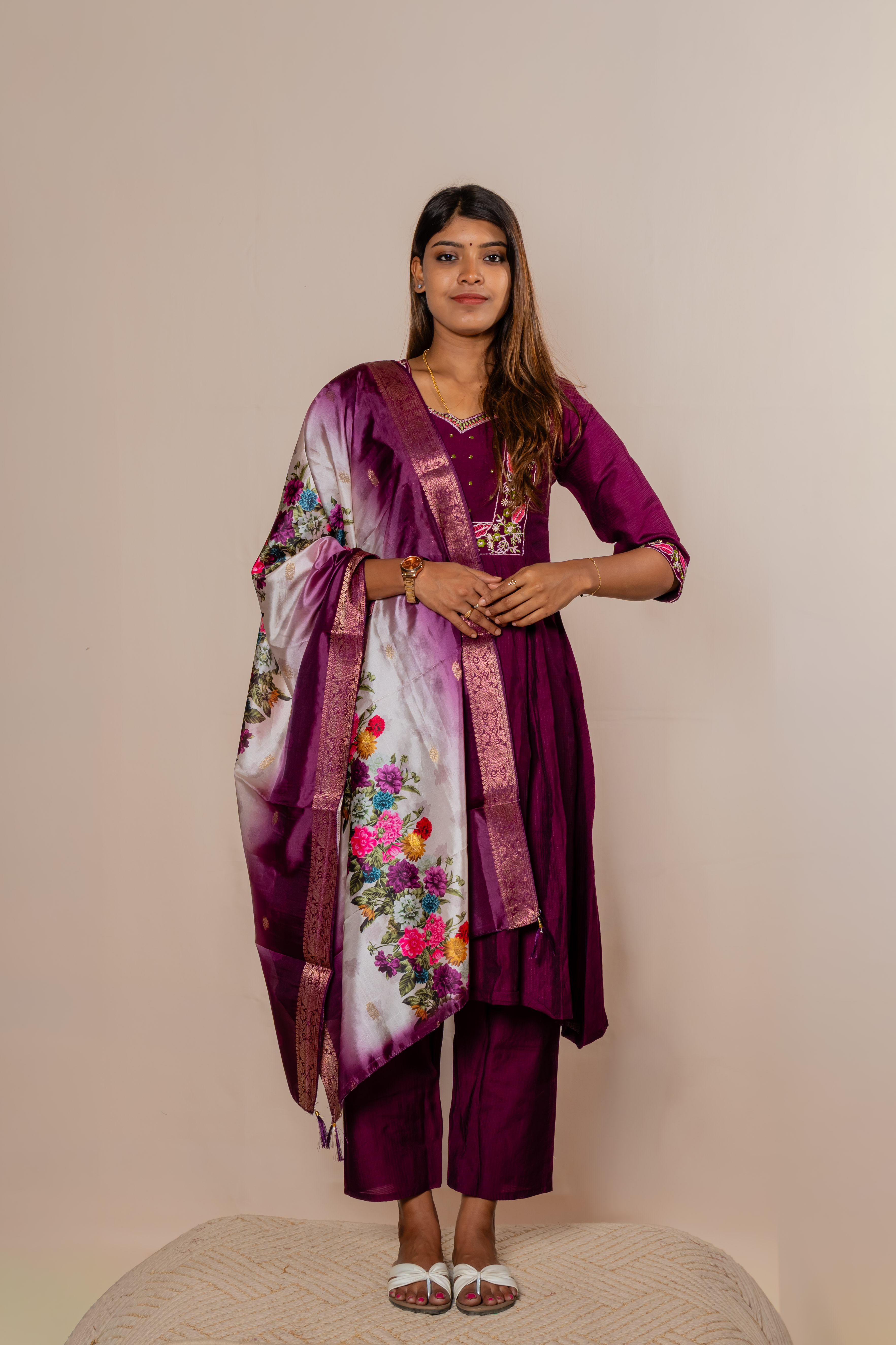 Wine Purple Chudidhar set
