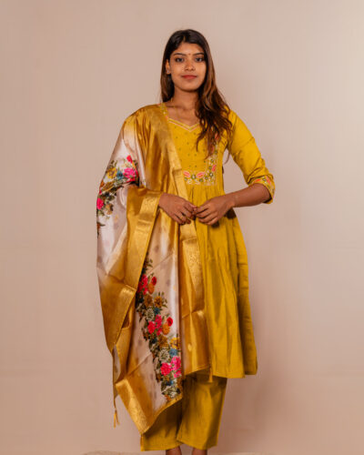 Brownish Yellow Chudidhar set
