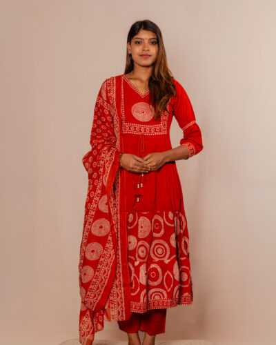 Red Brown kurti set