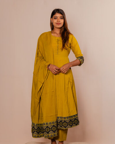Mustard Brown kurti set
