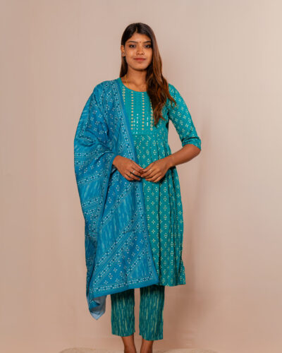 Teal Green kurti set