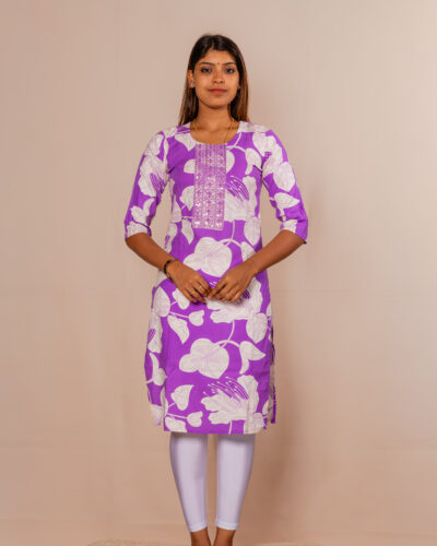 Lavender Floral Printed Kurti Top