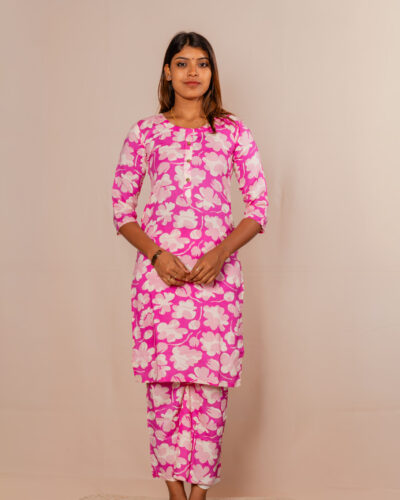 Lavender Floral Printed Kurti Top
