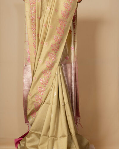 Mustard Yellow Semi Tussar Saree
